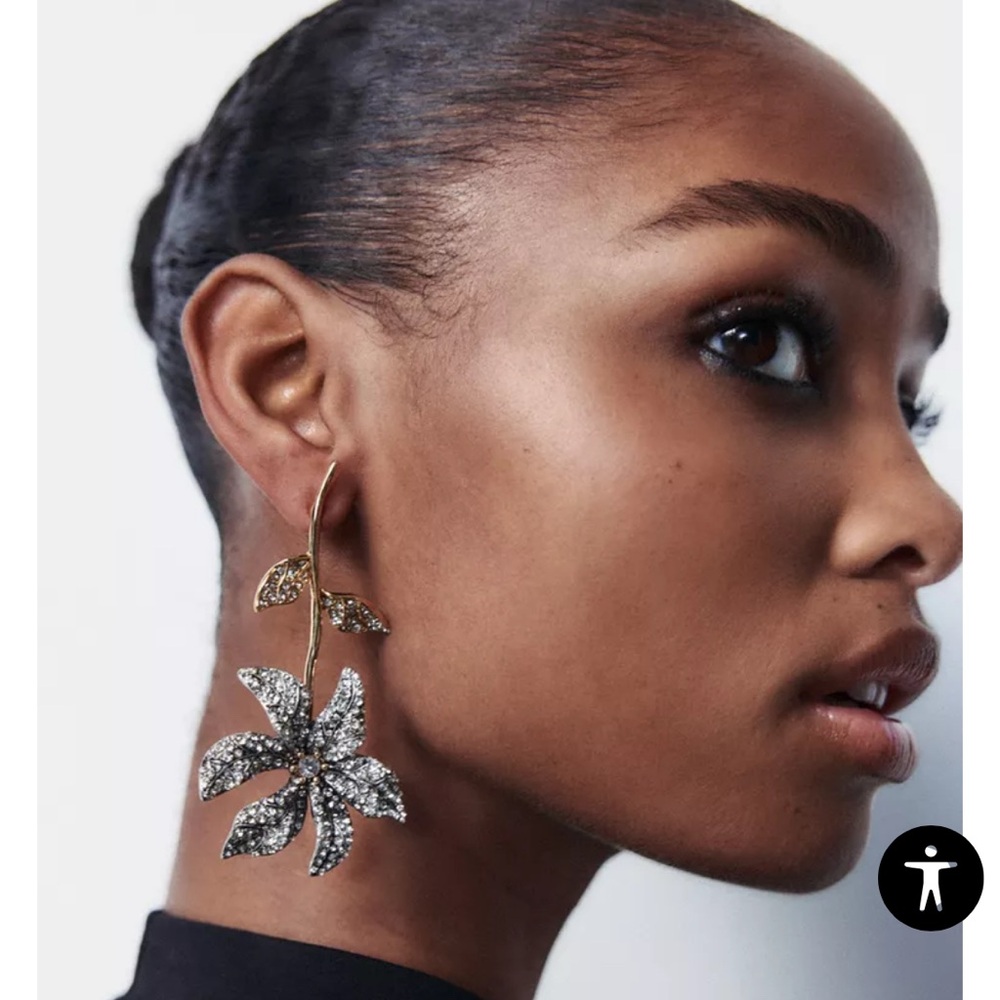 Elegant Gold and Silver Floral Earrings